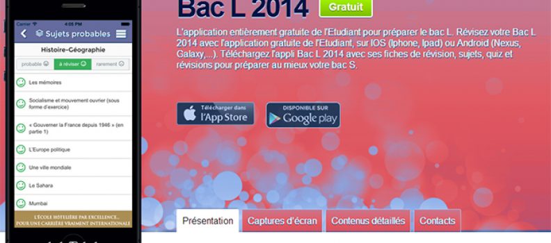 Application BAC L 2014 par L’Etudiant.fr
